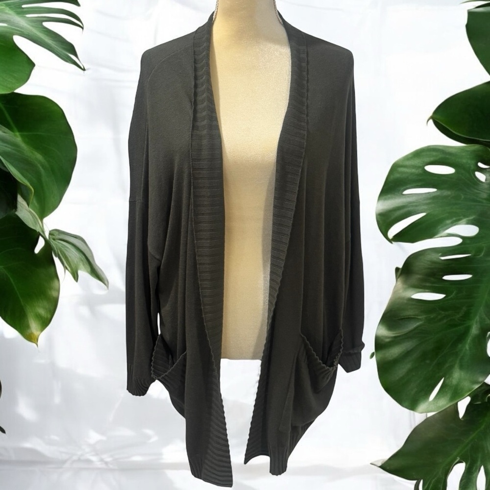 NEW Chelsea28 Green‎ Long Sleeve Cowlneck Cardigan Cashmere Blend Size XS/S